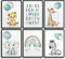 Frechdax® Set Poster Kinderzimmer - A4 Bilder Babyzimmer - Junge Deko Mädchen (Safari Tiere Luftballons Mint)