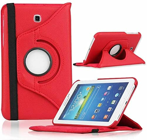 360 Rotate Case For Samsung Galaxy Tab 3 7 P3200 Leather Stand Cover (Red)