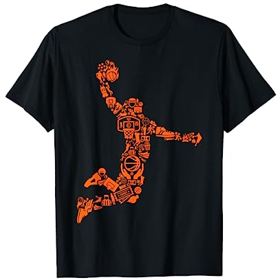 Basketball Dunk Silhouette gefüllt mit Dingen T-Shirt