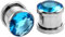 Ayoiow 2 STK Flesh Tunnel, Ohr Plug Edelstahl Herren Ohrringe Tunnel mit Blau Zirkonia Tunnel 4mm