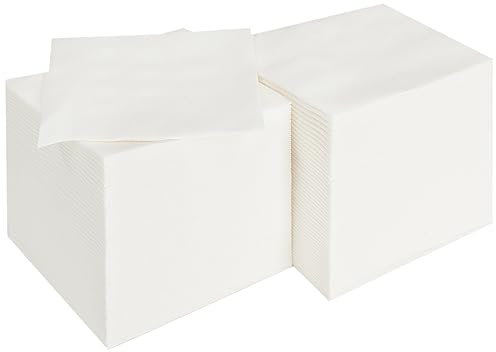 JEBBLAS Cocktail-Servietten Einweg-Getränke-Servietten, leinenähnlich, quadratische Servietten, Party oder Hochzeit, 20 x 20cm (100 Stück, weiß)