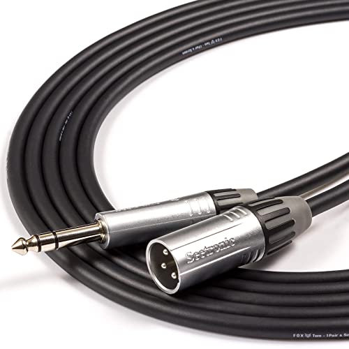 Tourgrade TRS Jack to Male XLR Lead. foxTWO Cable. Mixer to FX, Active Speaker [25m, Black]
