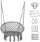 Hängematte Stuhl Macrame Schaukel -Hängende Baumwollseil Hängematte Schaukel Stuhl für Innen- und Außenbereich,Handgefertigter Gestrickter Baumwollseil Hängestuhl mit Hängenden Hardware Kits (Grau)