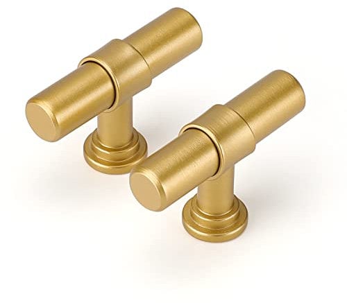 LONTAN 5 Gold Cupboard Knobs T-Shaped Gold Kitchen Knobs Dresser Drawer Pulls Vintage Wardrobe Bedroom Cabinet Door