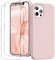 GOODVISH 3 in 1 Designed for iPhone 12 Case, iPhone 12 Pro Case with 2 Screen Protector, Liquid Silicone Soft Phone Case with Microfiber Lining Shockproof Full Protection Cover 6.1inch, Bare Pink