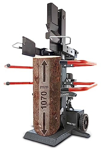 Practixx PX-CS 8T Meterholz Holzspalter stehend | 7,95 Tonnen Spaltkraft 400V 3500W | Holzlänge 1070mm / max. Ø 350mm | schwenkbarer Tisch | Hartholz & Weichholz - mit Fahrvorrichtung