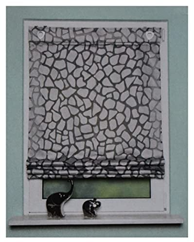 Raffrollo Rosanna mit Hakenaufhängung, ohne Bohren, Raffgardine Sonnenschutzrollo 135 x 80 (HxB) cm grau- Silber