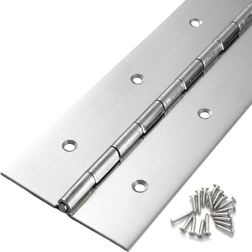 Heavy Duty Piano Hinge 48 Inch x 3 Inch Width, True 0.060'' Thick Stainless Steel Piano Hinge for Heavy Duty Cabinet, Door, Toolbox, Wooden Box, Metal Plate, Furniture, Industrial Project