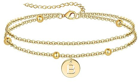 YeGieonr Armband Damen Gold, Edelstahl Armband mit Buchstaben, Goldene Armbänder Geschichtete für Frauen, Schmuck Geburtstagsgeschenk für Frauen Freundin Mutter Tochter