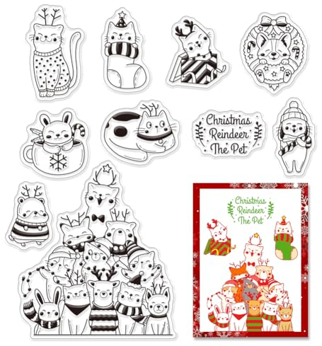 craspire Weihnachtskatze, Transparenter Gummistempel, Elch, Schneeflocke, Winterurlaub, Vintage, Transparente Silikonsiegel, Stempel Für Weihnachten, Journaling, Kartenherstellung, DIY, Scrapbooking