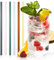 Sänger | Glasstrohhalme 6 tlg, Trinkhalme für Gläser, Strohhalme Wiederverwendbar für Cocktails Saft & Wasser, Glas Strohhalm Spülmaschinenfest, Glass Straw, Glastrinkhalm Bunt | 20 cm lang