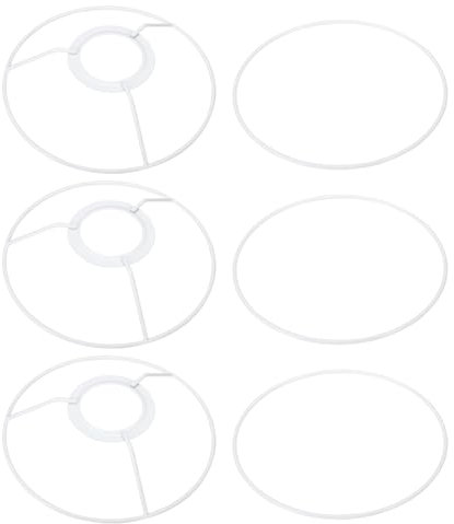 PATIKIL 6 pouce E26 E27 Lampe Abat-jour Anneau Cadre avec Européen Installateur, 3 Paquet Abat-jour Support Fil Cadre DIY Tambour Anneau pour Table Sol Lampe Blanc