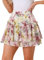 Allegra K Damen Blumenrock Sommer Hoher Taille A Linie Ruffle Layered Kurz Minirock Rock Weiß Braun M