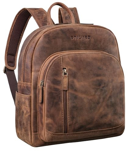 STILORD Bente Handlicher Rucksack Damen Leder Cityrucksack Vintage Lederrucksack schicker Damenrucksack Echtleder Tagesrucksack Farbe:Sepia - braun