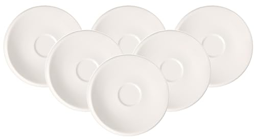 Villeroy & Boch - NewMoon Mokka-/Espressountertassen 6er Set, formschöne Untertasse für Espresso- und Mokkatassen aus Premium Porzellan, spülmaschinengeeignet, weiß, 13X13X1,5CM