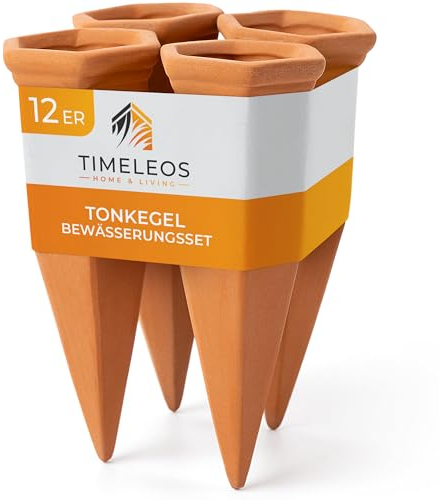 TIMELEOS Riego de conos de arcilla, dispensador de agua para plantas como cono de riego, ideal para regar plantas y para regar plantas de interior, duradero y eficiente (20)