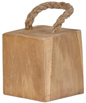 Meubletmoi Cale Porte carré en Bois de Teck 13,5 cm avec Anse Pratique en Corde de Jute - Décoration Fabrication Artisanale - Delta