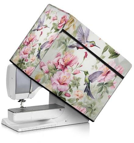 Eheartsgir Kolibri-Nähmaschinen-Abdeckung, schützender Staubschutz mit Taschen für die meisten Standard-Nähmaschinen und Zubehör, bunter Wirbeldruck