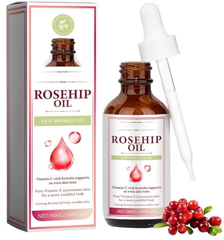 Rosehip Oil for Face, Natural Rosehip Oil, Rose Essential Oil with Vitamin C & E,Carrier Seed Oil Massage Rosehip Oil Massage for Skin, Hair, Nails, and Body, Hydrating Nourishing & Moisturising