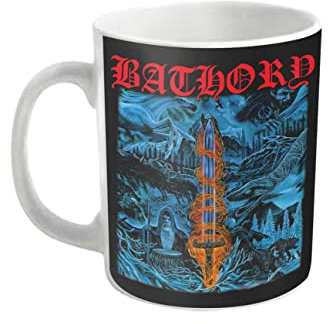 Bathory Kaffeetasse Blood On Ice Band Logo Nue offiziell Weiß Boxed One Size