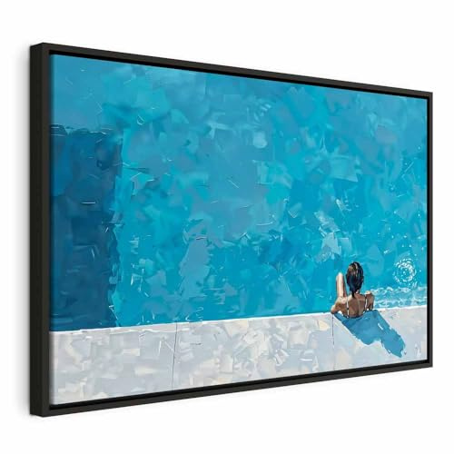 murando - Tableau Décoration Murale Chambre, Été Piscine Personne, 90x60 cm | Clous Inclus, Impression sur Toile, Tableaux, Posters et Arts Décoratifs, Cadre en Bois, Summer Vibes Maison Bureau Cuisine