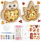 Shinybox Herbstdeko Lampe, 3D Holz LED Dekoration Laterne, 2 Stück DIY Herbst Dekoration mit 8 Herbstlichen Aufklebern + 12 Farben der Farbe, Herbst Holz Ornament für Party Erntedankfest Innen Deko(C)