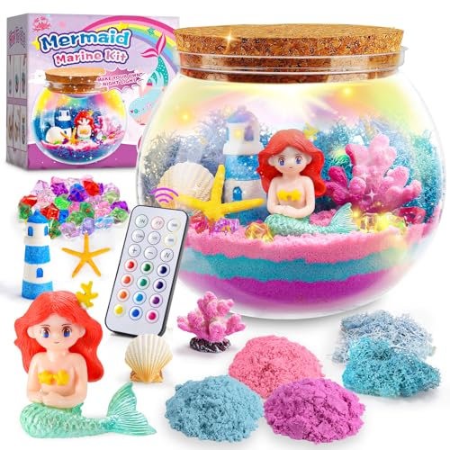 HappyGoLucky Kit Manualidades para Niñas 3-10 Años, Sirenas Juguetes para Niñas 3-12 Años Bricolaje Luz Nocturna Infantil Regalos para Niñas de 3-12 Años Lampara de Noche Niños Dormir