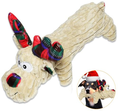ROSAUI Hundespielzeug Weihnachten, Quietschend Spielzeug für Große Mittlere Kleine Hunde. Geschenke für Hunde, Kuscheltier Rentiere, Hunde