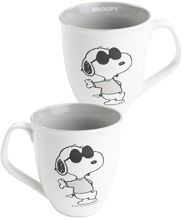 United Labels The Peanuts Tasse Snoopy 280 ml, Grau Weiß, Kaffeebecher aus Keramik, Kaffeetasse