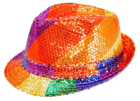 W WIDMANN MILANO Party Fashion - Pailletten Fedora Hut | Glänzender Fedora für Karneval, Festival, Mottoparty, Disco und auffällige Party-Outfits