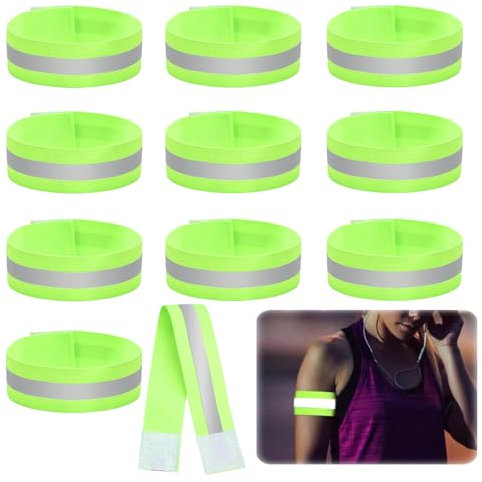 10 Bandas Reflectantes Elásticas Ajustable 14.2 Inch Bandas Reflectoras Alta Visibilidad Mayor Seguridad para Niños, Adultos, Personas Mayores y Ciclistas para la Noche Correr Caminar Ciclismo