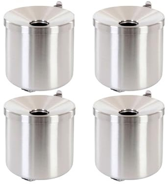PROREGAL SuperSparSet 4x Runder feuerlöschender Wandaschenbecher | 2 Liter | HxØ 16x16cm | Metal | Edelstahl/Silber