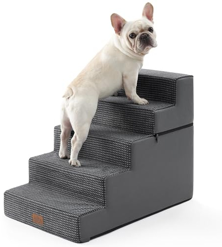 COZY KISS Scala per Cani di Piccola Taglia, Scaletta Cani Domestici a 5 Gradini più Larghe per Divano Letto Auto, 60 cm Altezza Gradini per Gatti in Spugna