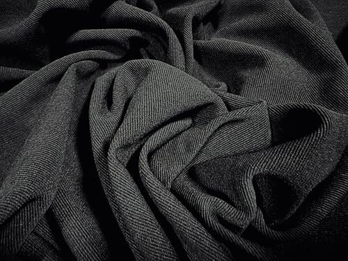 Superfeiner Ottoman Rib Stretch Double Jersey Stoff, Meterware, einfarbig – Schwarz