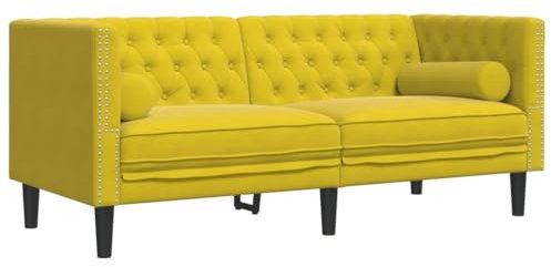 vidaXL Divano Chesterfield con Rinforzi 2 Posti Giallo in Velluto, Divano a 2 posti, Divano da Salotto, Divano in Velluto, Divano Imbottito