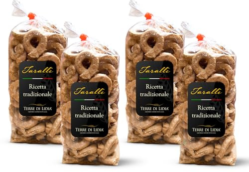 Terre di Lidia Sapori e Saperi di Puglia - Taralli Pugliesi Tradizionali Croccanti e Friabili - Ideali per Aperitivi e Antipasti - Italian snacks - 4x300g (Totale 1,2kg)