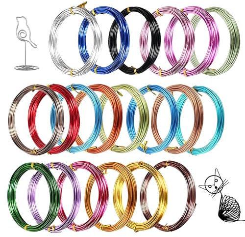Alambre para manualidades, 100 m, 20 colores, alambre de aluminio de 1 mm, para manualidades, alambre fino, flexible, para fabricación de joyas, manualidades, modelado, grifos, esculturas