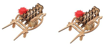Toyvian 2 Stück Schubkarreenmodell Miniatur Simulation Schubkarre Ornament Vintage Schubkarre Handwerk aus holzverzierungen Modernes Bauernhausdekor Mini -Radkern hölzern