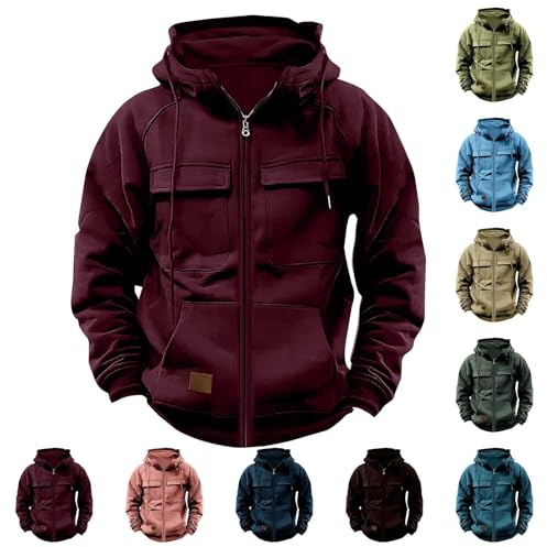 Hoodies For Men Uk Military Jacket Windbeaker Tactical Coat Cargo Sweatshirts Full Zip Hooded Sweatshirt Combat Jacket With Kanga Pocket Pullover Oversize Hoody Drawstring Jumper