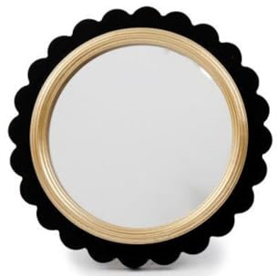 Rajani Neutral Stripe Wavy Edge Mirror - Black and Gold Decorative Accent 20cm
