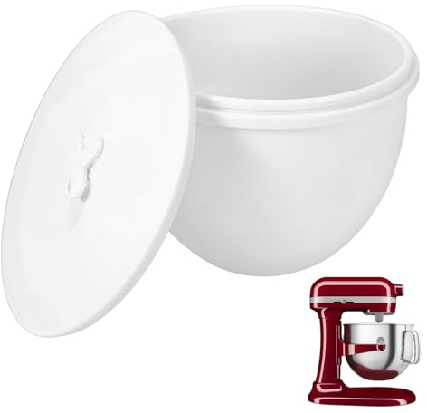 Silicone Bowl Liners for KitchenAid 7Qt Stand Mixers, Mixing Bowl Inserts with Lids, Replacement Mixer Accessories (White, 1PCS)