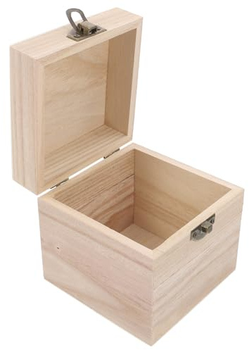 TOYANDONA Coffre à Trésor Multifonction pour Bijoux et Petits Objets Boîte en Bois Carrée Non Peinte avec Fermeture Finition Polie la Main, pour Cadeaux D'anniversaire