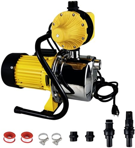 1HP House Water Pressure Booster Pump for Pool,110V Garden Water Transfer Pump with Control Switch for Yard Sprinkler,1080GPH Portable Shallow Well Jet Irrigation Pump for Lawn Shower Pond Draining