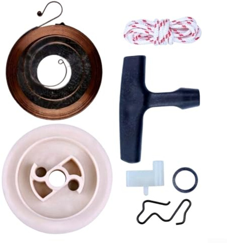 Seilzugstarter, Feder und Zugschnur-Set, kompatibel mit 024 024AV 026 026 PRO MS240 MS260 Kettensägen, Ersatz für Teile 1118-190-0600 1125-195-0401, Kunststoff-Reparatur-Set