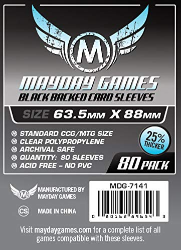 80 Mayday Games 66 x 91 Premium Kartenhüllen Schwarz - Black Backed Card Game Sleeves