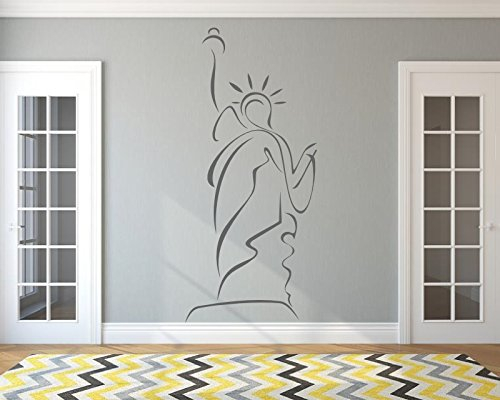 Xl Wandtattoo Badezimmer / Wohnzimmer 600155-130x58 cm, schwarz ~ Freiheitsstatue New York ~ Wandaufkleber Wandtatoos Sticker Aufkleber für die Wand, Fensterbild, Tapetensticker, Türaufkleber, Tattoo aus Markenfolie in 32 Farben