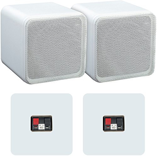 Pair of 4 ABS Bookshelf Speakers 80W 8Ohm White HiFi Surround Sound Home Cinema