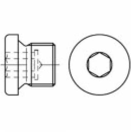 Reidl Verschlußschrauben mit Innensechskant und Bund, zylindrisches Gewinde 1/2 x 18 mm DIN 908 Messing blank 50 Stück