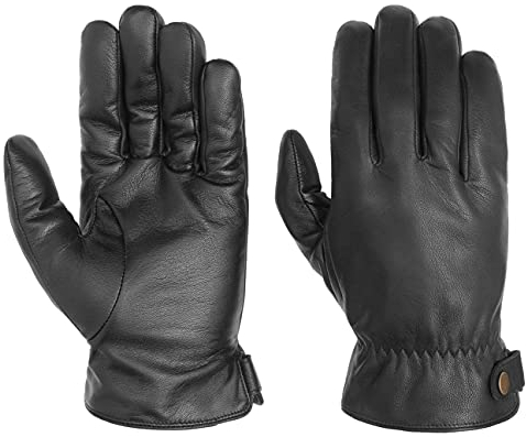 Stetson Conductive Lederhandschuhe Handschuhe Herrenhandschuhe Fingerhandschuhe Herren - mit Futter Herbst-Winter - 8 HS schwarz
