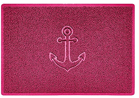 Nicoman Anchor Embossed Shape Door Mat Dirt-Trapper Washable Barrier Doormat-(Use Indoor or Sheltered Outdoor)-(90x60cm/3x2ft,Large) Pink